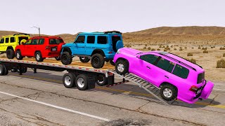 Flatbed Truck Mcqueen  Transportation with Truck  Pothole vs Car  006  BeamNGDrive [upl. by Redneval834]