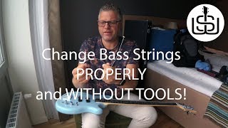 How to change bass strings with NO TOOLS  bass tips from the road by Scott Whitley [upl. by Ondine]