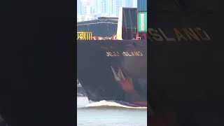 JEJU ISLAND LEAVING OF A LARGE CONTAINER SHIP ship containership shipspotting [upl. by Ponton783]