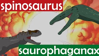 DINOSAURS BATTLE Animation  Spinosaurus vs Saurophaganax [upl. by Dewitt]