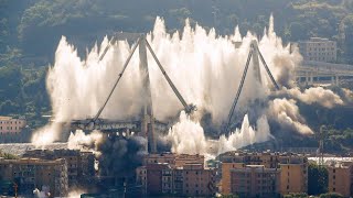 MorandiBrücke knapp ein Jahr nach Einsturz in Genua gesprengt [upl. by Fritz]