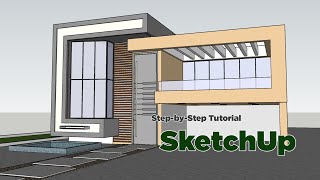 SketchUp Tutorial  Step by Step For Beginner  Modern Villa  nice tower [upl. by Tnomel]