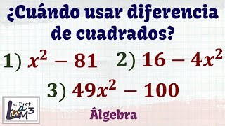 ¿Cuándo usar Diferencia de cuadrados  3 ejemplos resueltos  La Prof Lina M3 [upl. by Yerkovich]