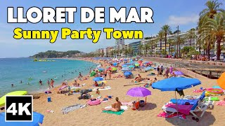 Lloret de Mar Party Town Summer Spain 4K Day Walk [upl. by Ydnem]