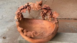 Carving Fruit Baskets from Rosewood Roots  Carving for Beginners [upl. by Zak]