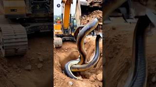 Excavator Strike Giant Python wildlifesnakepython Python encounterunexpected discovery [upl. by Sirob892]