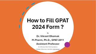 GPAT 2024 How to Fill Application Form Step by Step Guide [upl. by Ailima979]