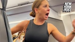 Woman has meltdown over ‘not real’ passenger on American Airlines flight ‘I’m getting the f–k off’ [upl. by Airotnes749]