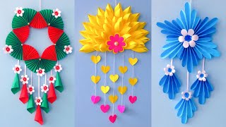 3 Unique Flower Wall Hanging  Quick Paper Craft For Home Decoration  Easy Wall Mate DIY Wall Decor [upl. by Bandur841]