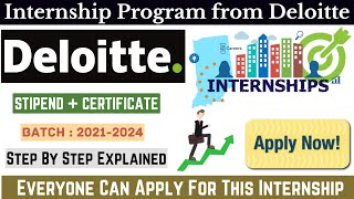 Internship Opportunity From Deloitte  Consulting Role  Batch 202124  Apply Now internship [upl. by Groome]