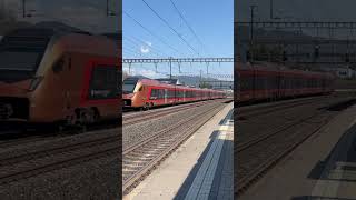 SOB Stadler Flirt 4 IR 35 Aare Linth Vorbeifahrt in Rothrist nach Chur sbbcffffs train bahn [upl. by Varian]