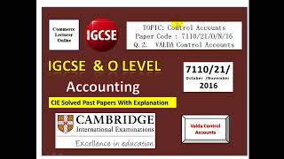 CIE Past Papers Solved  Controlling Accounts 711021ON16 Sales Ledger Control Account [upl. by Fifine]