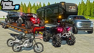 ALL quotBLACKED OUTquot LUXURY CAMPING SETUP LIFTED TRUCKS  RZR  FS22 [upl. by Eelrihs]