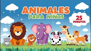 Animales para niños 25 minutos Sonidos de animales de granja y selva [upl. by Trask565]