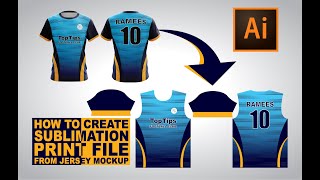 Creating Sublimation Print File From a Jersey Mockup  Adobe Illustrator Tutorials [upl. by Ardiek172]