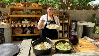 POLLO EN CREMA CON RAJAS Y PAPAS Y ARROZ VERDE [upl. by Malissia]