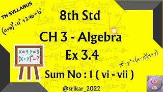 Factorization  Class 8  Ch 3 Algebra  Ex 34 QNo  1  vi  vii  srikar2022 [upl. by Inaffets210]