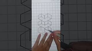 Easy 3D Heart Drawing On Graph Paper shortvideo [upl. by Annovy379]