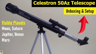 Celestron Powerseeker 50AZ Refractor Telescope Unboxing  Beginners Telescope for watching Planets [upl. by Feenah]