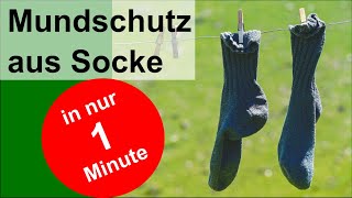 ✅ EINFACHE MASKE AUS SOCKE SELBER MACHEN ✅ Mundschutz ohne Nähen SCHNELL [upl. by Ennis744]