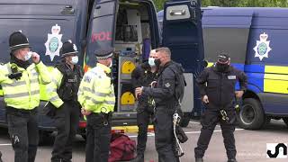 Staffordshire Police Working at Height Team removing protesters from rooftop in Tamworth [upl. by Eneres]