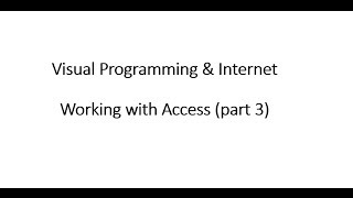 DateTime C Working with ACCESS Part 3 [upl. by Courtenay909]