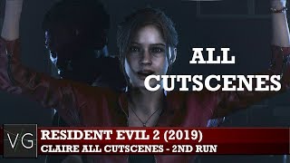 Resident Evil 2 2019  Claire Redfield all cutscenes 2nd run  true ending [upl. by Feld]