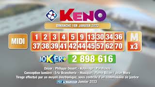 Tirage du midi Keno® du 01 janvier 2023  Résultat officiel  FDJ [upl. by Xuerd]