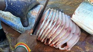 Amazing Seer Fish Cutting SkillsExpert Cutting Seer Fish In Kasimedu Fish Market [upl. by Muryh]