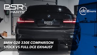 BMW G20 330e  Stock Exhaust Sound vs DCE Parts 200 cell Downpipe amp Catback Exhaust Sound [upl. by Marasco]