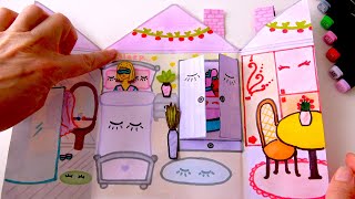 🌸paper diy🌸 make a paper dollhouse  paper play  asmr 종이 장난감  quiet game book [upl. by Chapa]