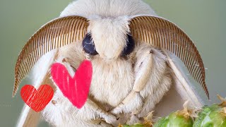 INSANELY Adorable Fluffy Silkworm Moth Bombyx mori in 4K [upl. by Ettenim]