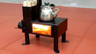 How to make a wood stove  Metal heating stove is amazing [upl. by Bannon563]