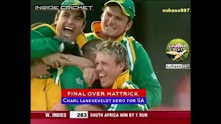 The Most Amazing Finish ever in ODIs Charl Langelvedt Hattrick ROFL Best Breath Taking Over [upl. by Apthorp77]