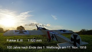 Fokker E III Eindecker WW1  100 Jahre nach Ende des 1 Weltkriegs [upl. by Marrin]