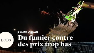 Des agriculteurs en colère déversent du fumier devant un site Lactalis [upl. by Connel716]