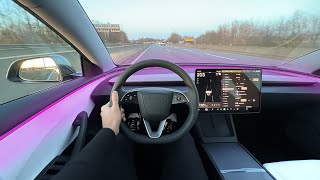 NEW 2024 TESLA Model 3 Highland Facelift AUTOBAHN Drive POV Interior Ambient Review [upl. by Lizbeth872]