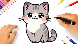 COMO DESENHAR UM GATINHO FOFO KAWAII 😻❤️ [upl. by Jonny]