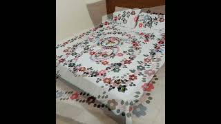 trending aplic bed sheet designaplicworkbyhand sindhi aplic [upl. by Cuhp794]