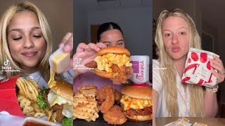 CHICKFILA MUKBANG  TIKTOK FOOD COMPILATION [upl. by Atteuqcaj]