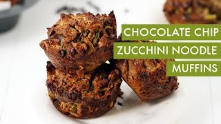 Chocolate Chip Zucchini Noodle Muffins I Healthy  GlutenFree Spiralizer Recipe [upl. by Guy]