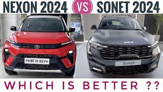 Kia Sonet Facelift Vs Nexon Facelift 2024  Which is Better  Tata Nexon vs Sonet Facelift 2024 [upl. by Ysdnyl]