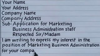 How to write job application letter  Job application for marketing staff [upl. by Unders]