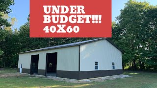 40x60 Pole Barn Building Under Budget [upl. by Linneman728]