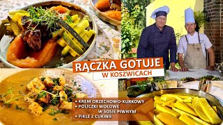 Rączka gotuje krem kurkowoorzechowy policzki wołowe w sosie piwnym i pikle z ukinii [upl. by Sorci]