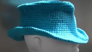 Fedora  Cowboy  Cowgirl Hat Crochet Tutorial Part 3 of 3 [upl. by Ennylyak567]