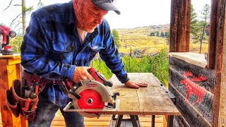 Reclaimed Wood amp Live Edge in an Outdoor Kitchen Off Grid Build 16 [upl. by Soutor]