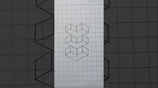 Easy 3D Heart Drawing on Graph papershortvideo [upl. by Eben592]