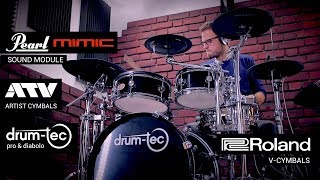 drumtec electronic drums with Pearl Mimic Pro ATV amp Roland cymbals [upl. by Leirza]