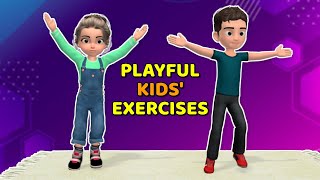 PLAYFUL 8MINUTE KIDS EXERCISES  JUMP TWIST HAVE FUN [upl. by Elegna]